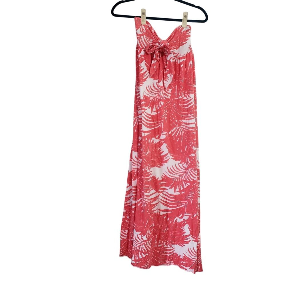 Old Navy Red White Tropical Strapless Maxi‎ Dress Womens Size M Beach Vacation